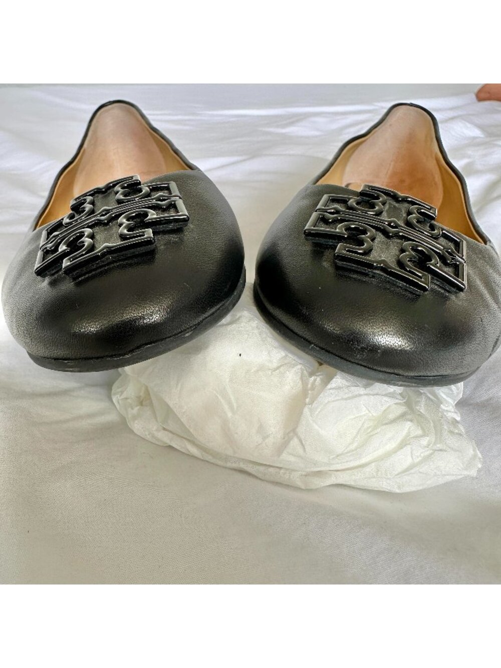 Tory Burch Melinda Black Flats with Logo Detail - Picture 3 of 6